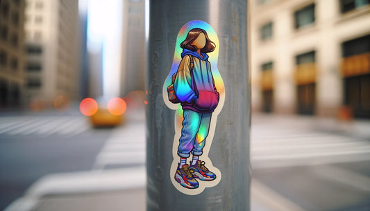 Holographic Sticker of Girl in Sweater