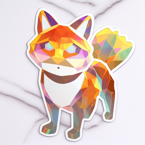 Holographic Sticker of a orange fox