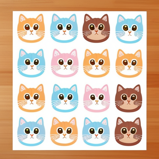 Kiss Cut sticker sheet of multi color cats