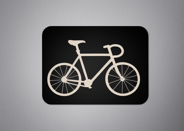 Rectangle label of a bike illustration